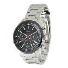 Seiko Chronograph Stainless Steel Black Ion SSB045P1 SSB045P Mens Watch