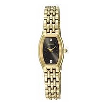 Seiko Gold-tone Diamond Bracelet Small Black Dial Women's Watch