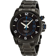 Seiko Kinetic Black Dial Stainless Steel Mens Watch SKA555