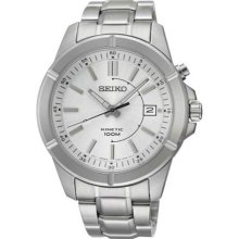 Seiko Kinetic Silver Dial Stainless Steel Mens Watch SKA535