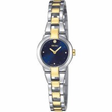 Seiko Ladies Diamond Blue Dial Two Tone Dress Quartz Watch SUJA76