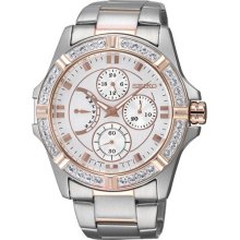Seiko Ladies Stainless Steel Case and Bracelet Silver Dial Crystals Chronograph SRLZ96