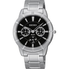 Seiko Ladies Stainless Steel Case and Bracelet Black Dial Day and Date Displays SKY715