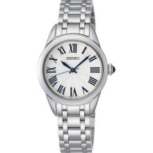 Seiko Ladies Stainless Steel Case and Bracelet Dress Watch Silver Dial Roman Numerals SRZ383