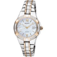 Seiko Ladies Two Tone Stainless Steel Mother of Pearl Diamond Dial Watch
