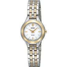 Seiko Ladies Two Tone Stainless Steel Solar Movement White Dial Watch