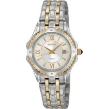 Seiko Ladies Two Tone Stainless Steel Le Grand Sport Silver Tone Dial Link Bracelet SXDC36