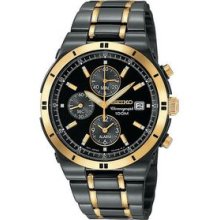 Seiko Men`s Alarm Chronograph Black Ion Watch