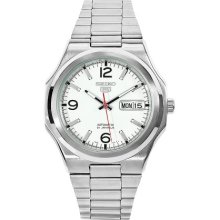 Seiko Men's Automatic Watch With White Dial Analogue Display And Silver Stainless Steel Bracelet Snkk55k1