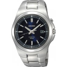 Seiko Men's Kinetic Watch Stainless Steel Band / Dark Blue Dial Ska455p1