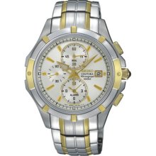 Seiko Men's Quartz Watch With White Dial Analogue Display And Silver Stainless Steel Bracelet Snae74p1
