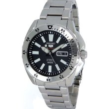 Seiko Men's Seiko 5 Stainless Steel Case and Bracelet Black Dial Day and Date Displays Automatic SRP357