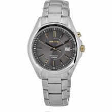 Seiko Men's Ska527 Kinetic Movement Stainless Steel Dark Beige Dial Watch