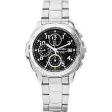 Seiko Men's Sndb39p Chronograph Black Dial Stainless Steel Watch