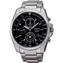 Seiko Men's Stainless Steel Case and Bracelet Black Dial Chronograph Date Display SNDD63