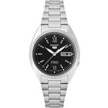 Seiko Men's Stainless Steel Case and Bracelet Black Tone Dial Automatic Day and Date Displays SNKH45