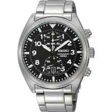Seiko Men's Stainless Steel Chronograph Black Dial Quartz SNN231