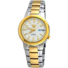 Seiko Men's Two Tone Stainless Steel Seiko 5 Automatic White Dial SNKA28