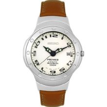 Seiko Premier Leather Kinetic Mens Watch SMA169P1