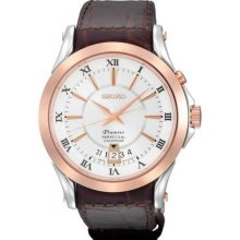 Seiko Premier Perpetual Leather Mens Watch SNQ126