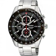 Seiko Quartz Chronograph Black Dial Gents Sports Watch SNDB73P1