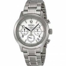 Seiko Quartz Chronograph Silver Dial Mens Watch SSB001