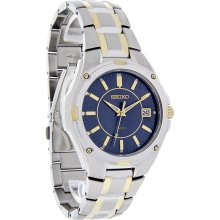 Seiko Quartz Mens Blue Dial Classic Two Tone Dress Watch SGEE60 New