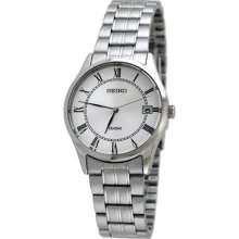 Seiko SGEF07 Stainless Steel Silver Tone Dial Dress Link Bracelet ...