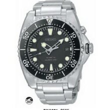 Seiko Silver Dive Watch W/ Black Face