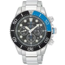 Seiko Silver Men's 200 Meter Stainless Steel Solar Diver Chronograph Watch