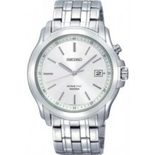 Seiko Ska487 Mens Stainless Steel Kinetic Silver Tone Dial Watch