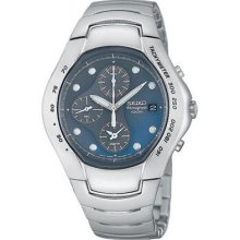 Seiko Sna065 Mens Stainless Steel Alarm Blue Dial Watch