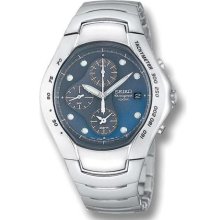 Seiko Sna065 Men's Watch Stainless Steel Alarm Chronograph Blue Dial