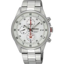 Seiko SNDC87 Quartz Chronograph Tachymeter Silver Tone Dial