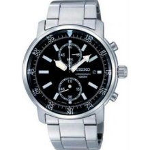 Seiko SNN223 Mens Stainless Steel Chronograph Black Dial Quartz