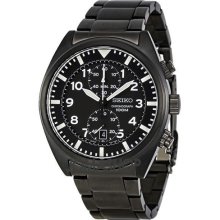 Seiko SNN233L Men`s Sport Chronograph Black Dial Date Genuine Leather Watch