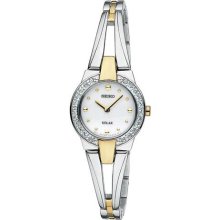 Seiko Solar Swarovski Crystals White Dial Women's watch #SUP052