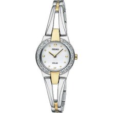 Seiko Sup052 Women's Solar Stainless Steel Band White Dial Watch