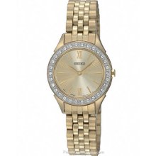 Seiko Swarovski Crystal Dress Watch Gold-Tone Dial, Case SXGP30