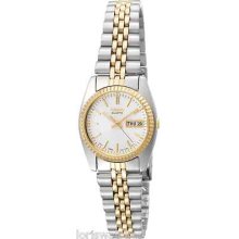 Seiko Swz054 Women's Quartz Two-tone Stainless Steel Watch With Day And Date