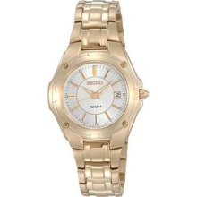 Seiko Sxdb48 Women's White Dial Gold Plated Stainless Steel Dress Analog Watch