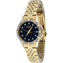 Seiko Sxdf20 Women's Crystal Stainless Steel Band Black Dial Watch