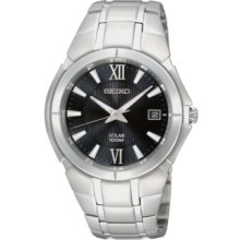 Seiko Watch, Mens Solar Stainless Steel Bracelet 40mm SNE087