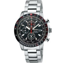 Seiko Watch, Mens Solar Chronograph Stainless Steel Bracelet 40mm SSC0