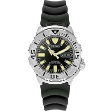 Seiko Watches Men's Black Monster Automatic Black Dial Black Rubber Bl