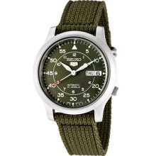 Seiko Watches Men's Seiko 5 Automatic Green Dial Green Fabric Green Fa