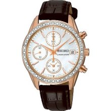 Seiko Women's Swarovski Crystal-Accent Chronograph Watch - Black Band - One Size