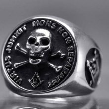 Silver free mason Masonic Ring Skull Freimaurer Sz 10