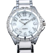 Silver Plated Alias Kim Crystal Women Fashion Quartz Wrist Watch Hot
