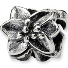 Silver Reflection Plumeria Floral Bead Fits Others